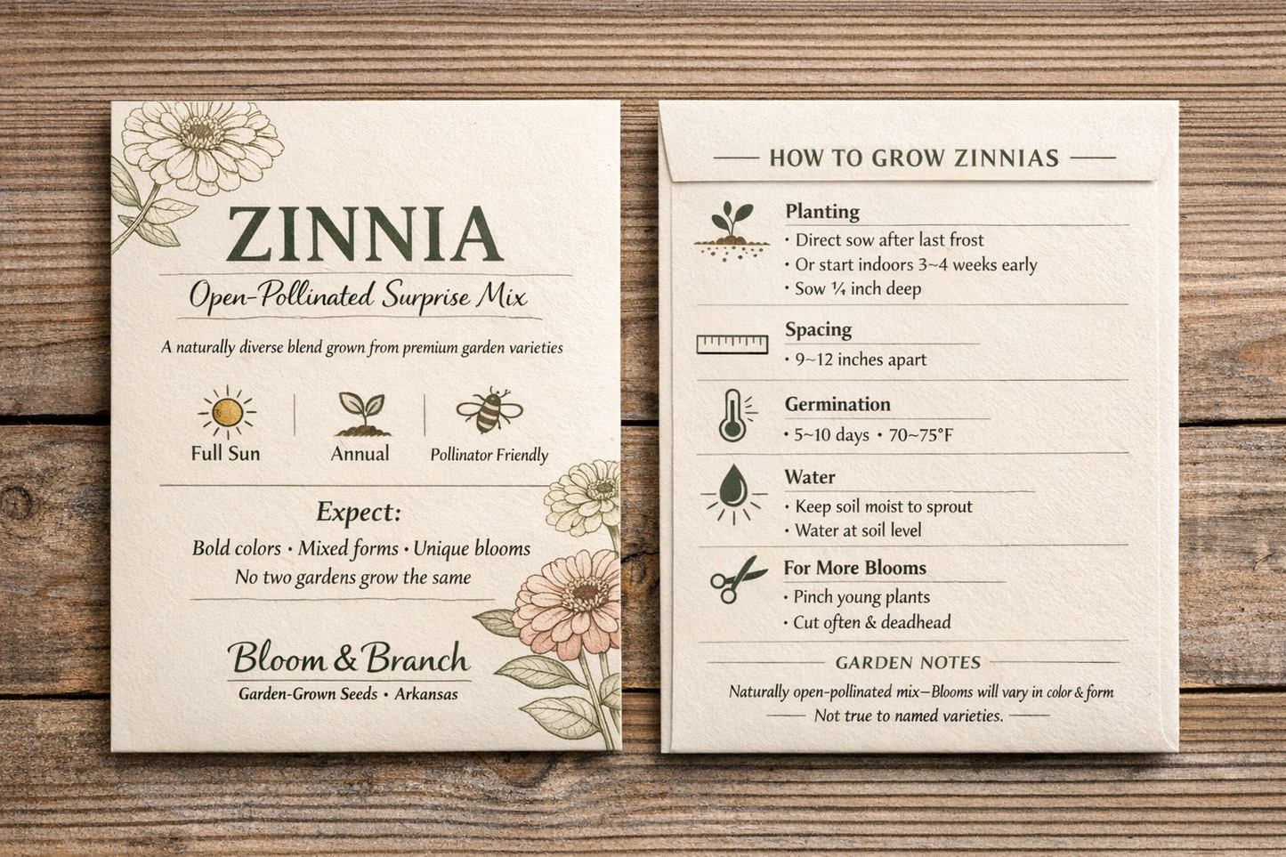 Open-Pollinated Zinnia Surprise Mix – Premium Garden-Grown Seeds