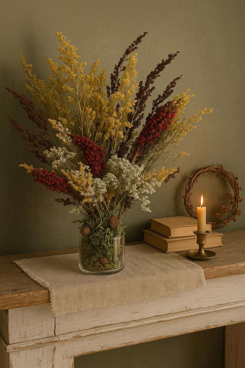 Dried Goldenrod Stems – Natural Yellow Wildflowers for Crafts, Bouquets & Wreaths – Preserved Solidago Floral Decor