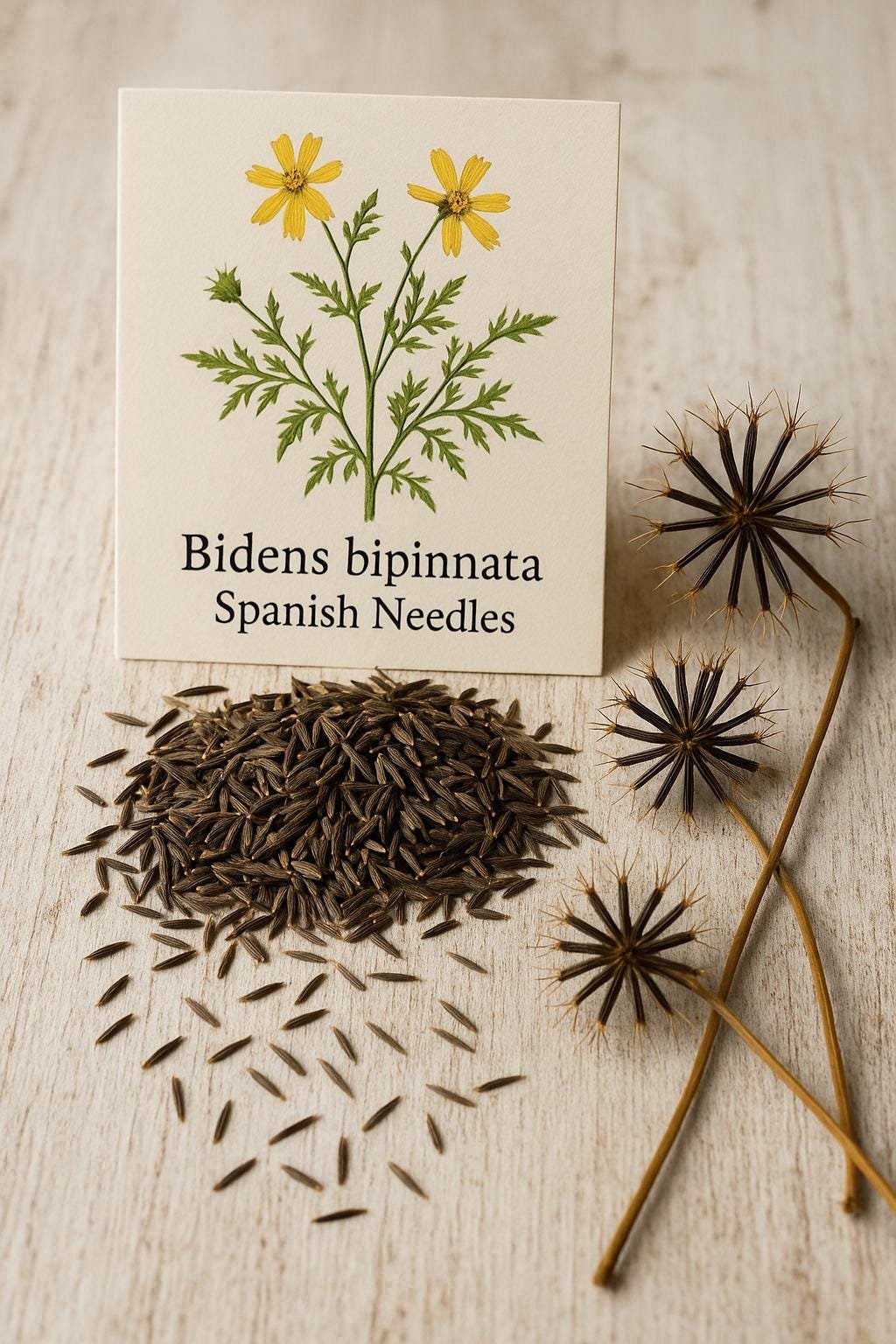 Native & Pollinator-Friendly Spanish Needles Seeds - Bidens bipinnata (Edible Wild Green
